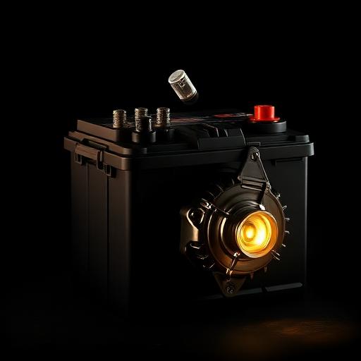 Car battery, alternator and headlight bulb
