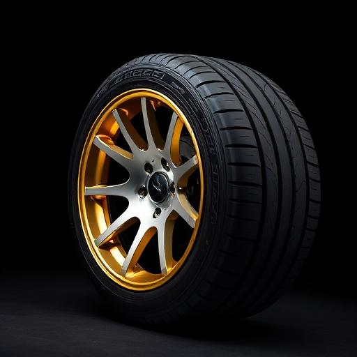 Tire mounted on an alloy wheel
